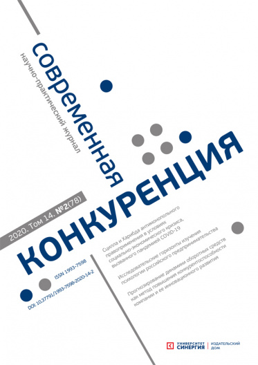 "Современная Конкуренция" Том 14,  № 2 (78) 2020 г.