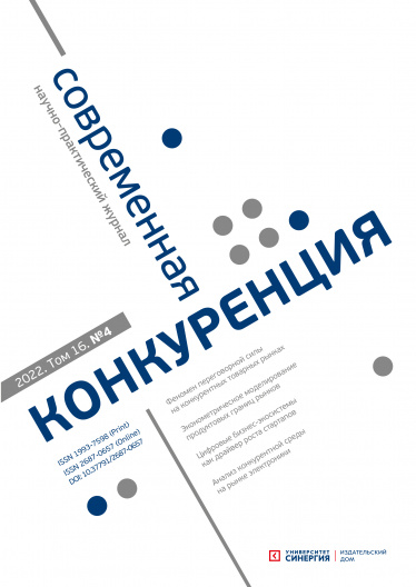 "Современная Конкуренция" Том 16,  № 4 (88) 2022 г.